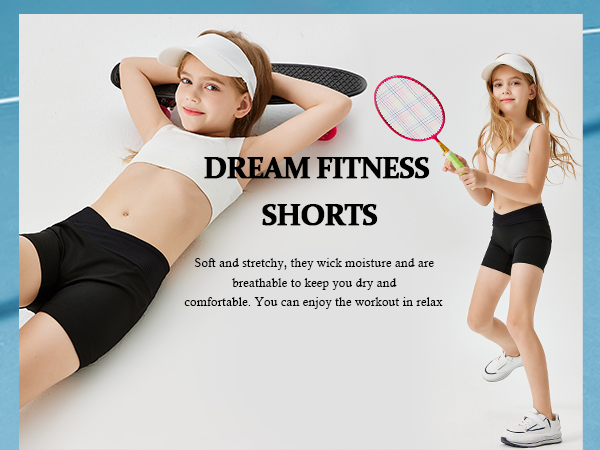 Girls Gym Shorts Slim Tummy Control V Cross Waist Short Leggings High Waisted Athletic Shorts