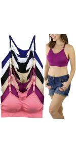 six pack seamless racerback sports bras