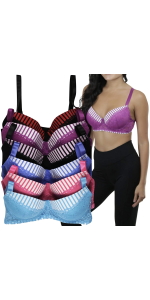 pack of 6 printed bras