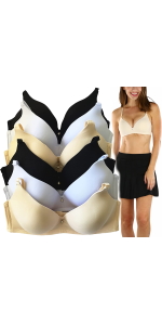 six pack basic wireless wirefree wire less free bras