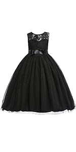 Flower Girls Lace Dresses Black