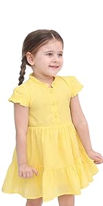 Lilax Little Girls Summer Dress, 100% Cotton Toddler Easter Dress