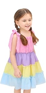 Lilax Little Girls Summer Dress, 100% Cotton Toddler Easter Dress