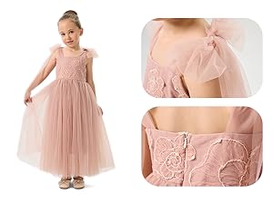 2bunnies Bow Tie Spaghetti Strap girl dress in dusty rose