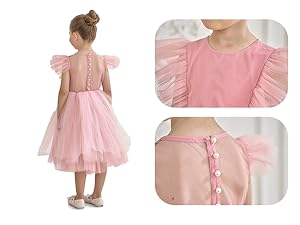 2bunnies sheer back flutter sleeve girl dress in pink