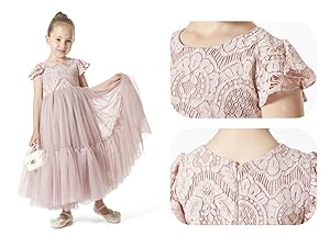 2Bunnies Orchid Lace Girl Dress in Dusty Rose