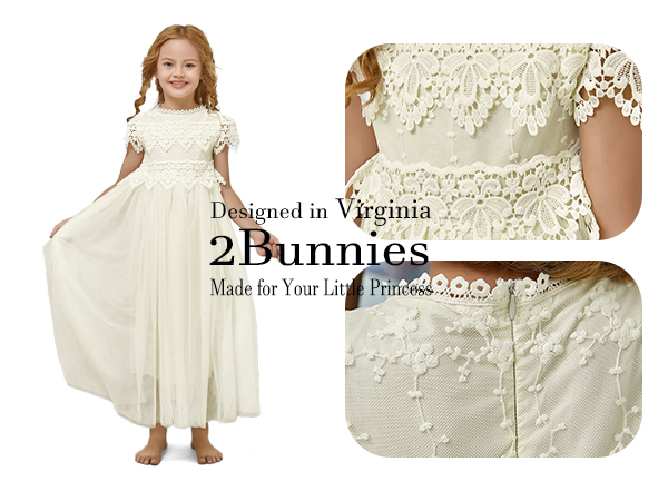 2bunnies communion girl dress in ivory