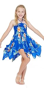 Girl''s Fairy Dress in Hibiscus Blue