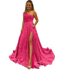 Sequin Prom Dresses for Women 2024 Long Ball Gown Formal Evening Dresses with Slit