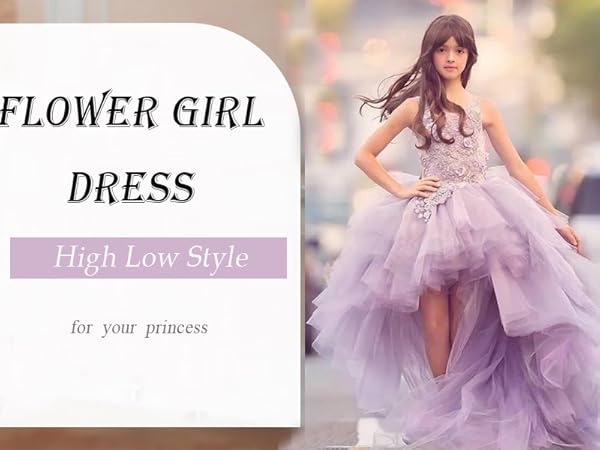 flower girl dress high low pageant dresses for girls tulle kids wedding dress girl party ball gown