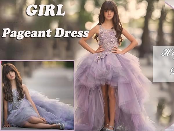 flower girl dress tulle pageant dress high low party dress kids girl dress