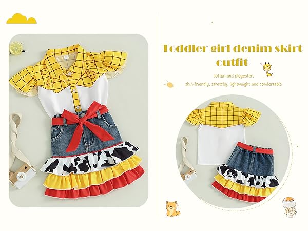 western baby girl denim skirt set