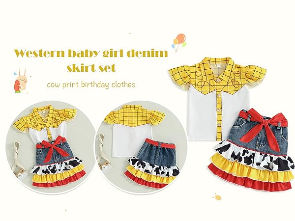 western baby girl denim skirt set