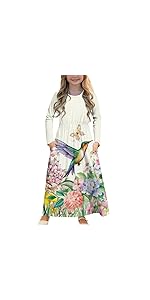 Hummingbird Long Sleeve Maxi Dress