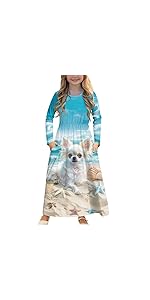 Chihuahua Long Sleeve Maxi Dress