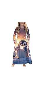 Penguin Long Sleeve Maxi Dress