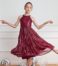 girls sequin halterneck dress