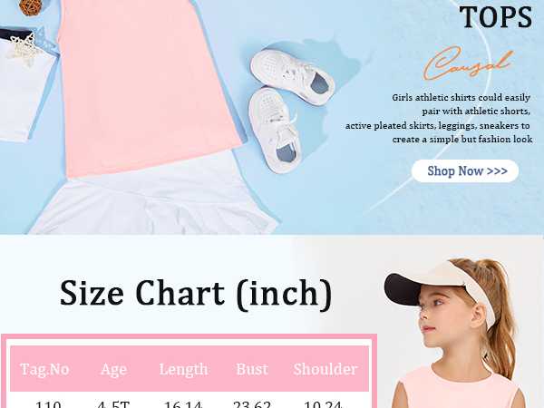 Girls Sleeveless Running Tennis Shirts