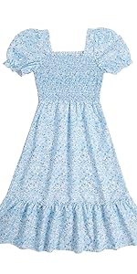 Girl''s Puff A Line Summer Dress