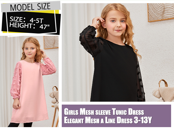 GIRLS MESH SLEEVE TUNIC DRESS