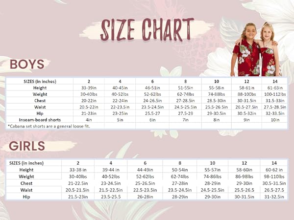 Boys &amp; Girls Size Chart