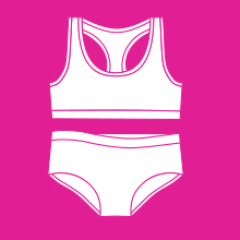 Handcraft MFG, bra and panty set, pink background, 