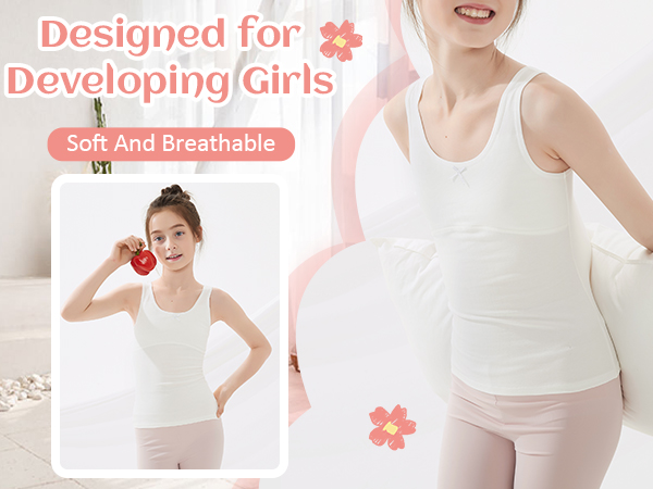   Mesh Undershirts for Kids Girls Crop Tank Tops Spaghetti Strap Camisoles Cami Training Bras