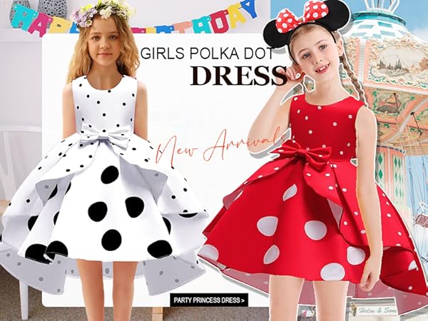 GIRLS POLKA DOT PARTY PRINCESS DRESS