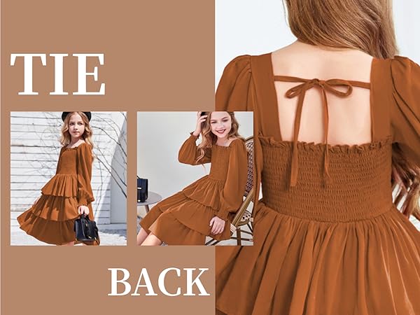 back to school long sleeve fall dress church wedding party funeral dress up