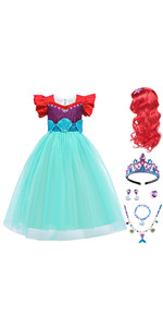 Girls Mermaid Costume Princess Dress Up Birthday Party