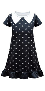 Girls Wednesday Dress Peter Pan Collar Sleeveless/Long Sleeve/Short Sleeve A Line Dresses