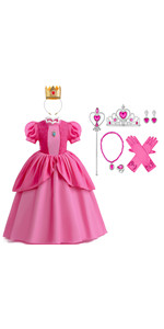 Princess Peach Costume Adult Kids Girls