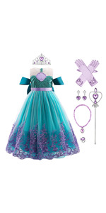 Girls Mermaid Costume Princess Dress Up Birthday Party Halloween Christmas Carnival Cosplay Dress