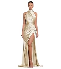 halter satin mermaid formal gown