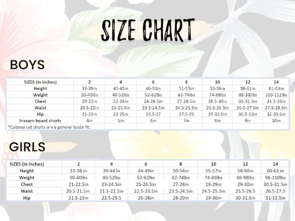 Boys &amp; Girls Size Chart