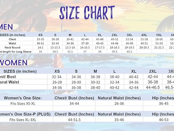 Men &amp; Women Size Chart