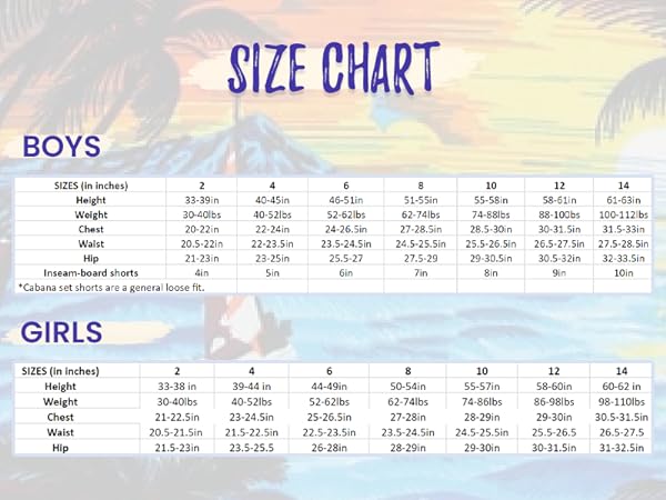 Boys &amp; Girls Size Chart