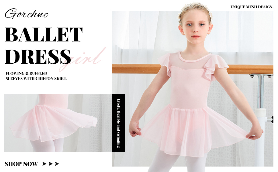 Dance Leotard for Girls Toddler Ballet Leotards with Skirt Flutter Sleeve Ballet Dress Dance Outfit