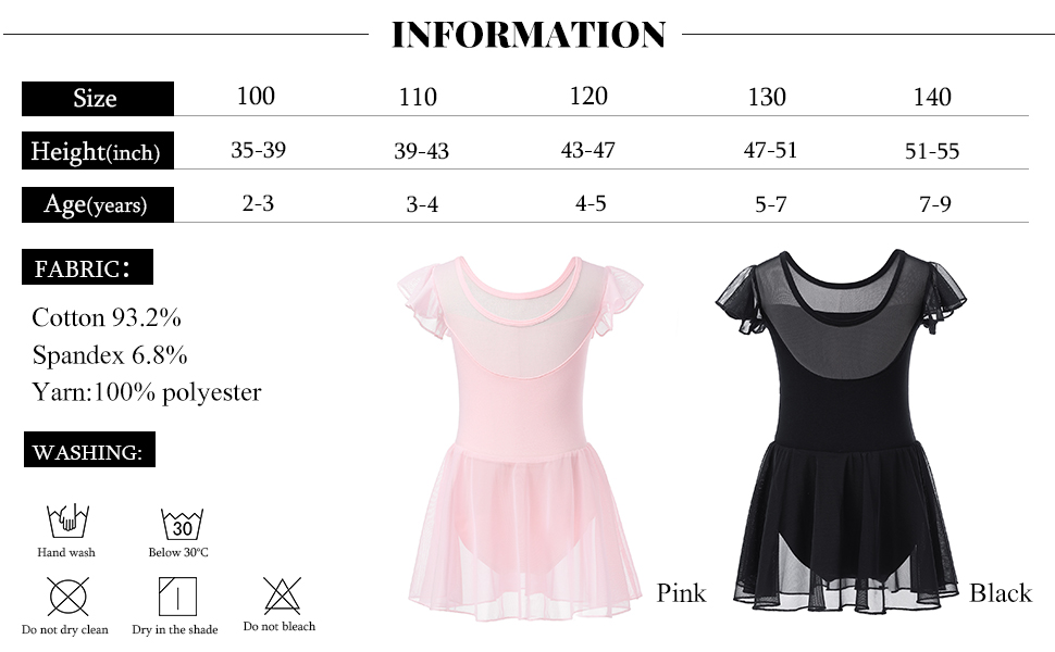 Dance Leotard for Girls Toddler Ballet Leotards with Skirt Flutter Sleeve Ballet Dress Dance Outfit