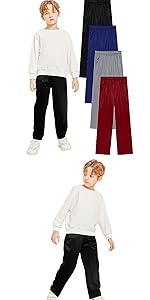 4 Pack Boys Athletic Sweatpants Fleece Jogger Sweatpants