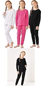 3 Sets Cotton Girls&#39; Thermal Underwear Set