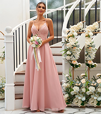 backless lace bridesmaid dresses for women flowy chiffon v neck a line wedding guest dresses