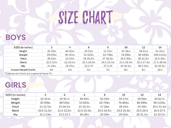 Boys & Girls Size Chart