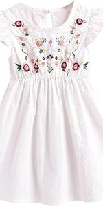 Toddler Girl&amp;amp;amp;amp;amp;#39;s Floral Embroidery Ruffle Cap Sleeve High Waist A Line Dress