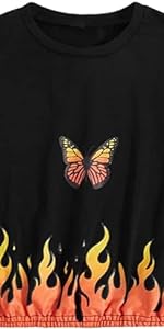 Girl''s Butterfly Graphic Print Short Sleeve T Shirt Crop Top