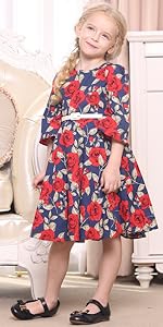 girls dresses flower red 