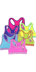 girls pack of six racerback bras