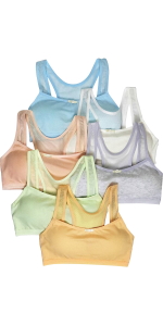 girls pack of six breathable mesh racerback bras