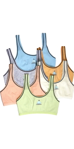 girls pack of six whale with strip outline bras