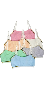 girls pack of six cami style bras